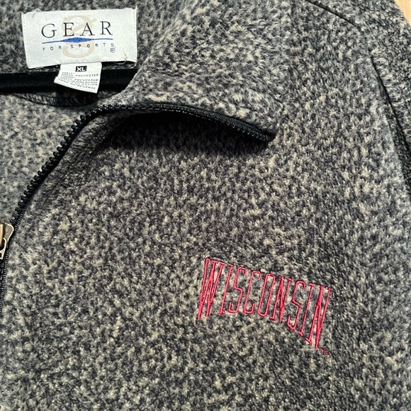 Men's Vintage Wisconsin Gray Fleece Zip Up - Picture 2 of 8